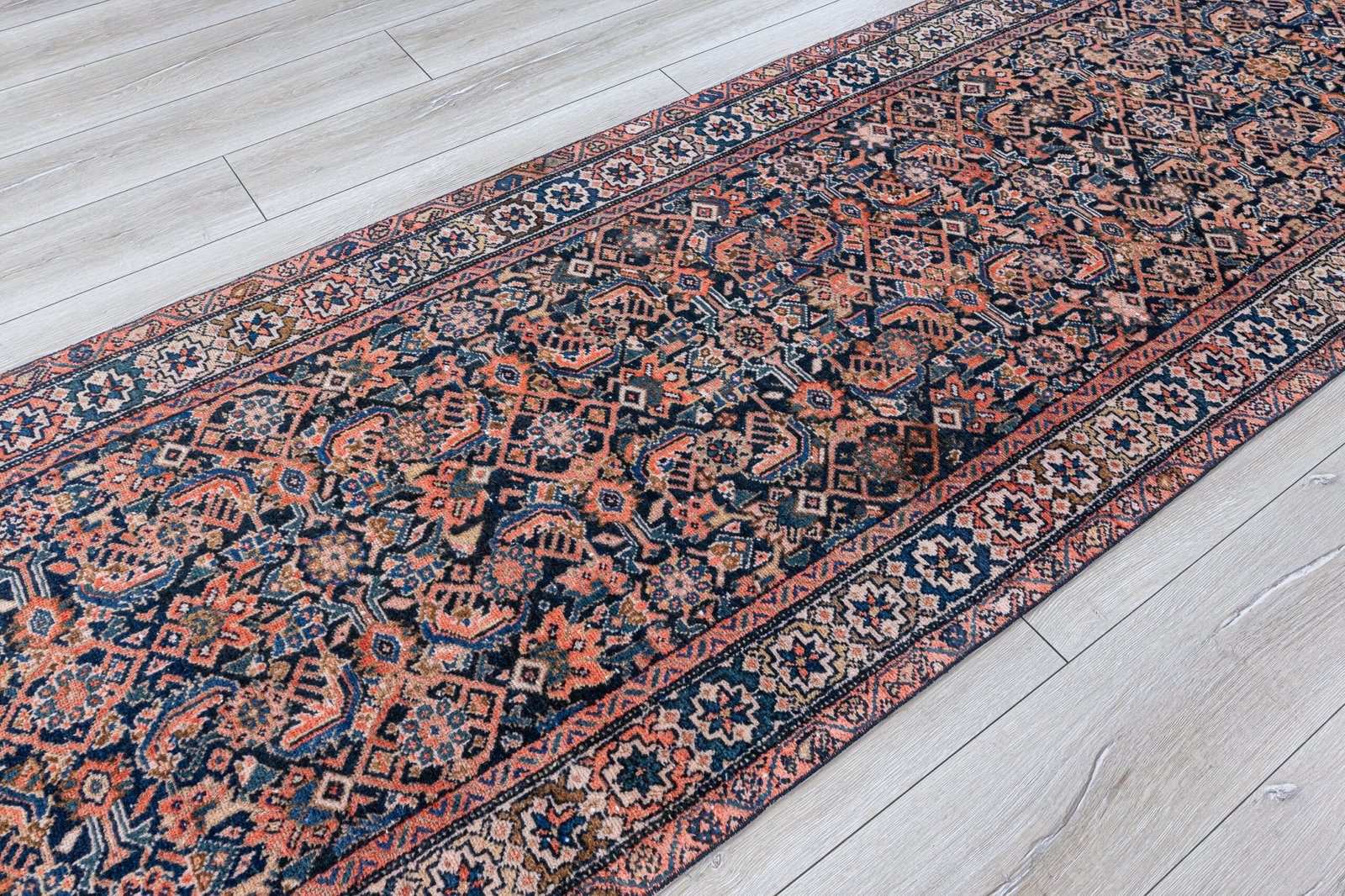 Antique Persian Runner Rug, 3x13 Heriz Hallway Runner, Long Kitchen Runner, Decorative Hand Woven Carpet, 3.3x13 feet - detail view 13