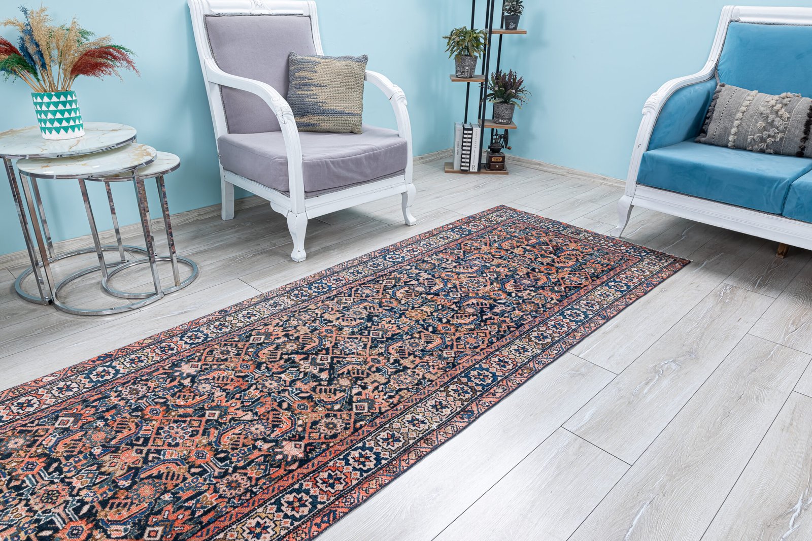 Antique Persian Runner Rug, 3x13 Heriz Hallway Runner, Long Kitchen Runner, Decorative Hand Woven Carpet, 3.3x13 feet - detail view 19