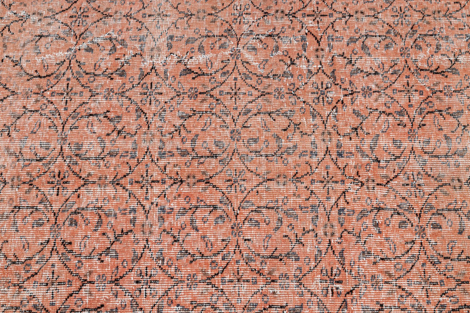 Vintage Turkish Oushak Rug, Pink Carpet Hand-Knotted Wool, Boho Decor - detail view 4