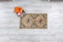 Oushak Mat, Hand Knotted Geometric Turkish Wool Rug – 3x1.7 ft, Faded Brown-Beige - detail view 19