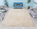 Oversized Persian Rug 10x12 Vintage rug for living room, Entry, Extra Large Carpet, Neutral Floral Rug, 9.7x12.2 feet - detail view 2