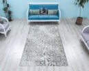 Unique Turkish Muted Grey Area Rug for Living Room, Entryway, Kitchen - detail view 2