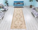 Oushak hallway 4x13 Turkish runner-Neutral Long Runner Carpet-Muted Oriental Unusual Runner for Kitchen, Corridor, Entryway, Stair- 3.9x12.7 ft - detail view 2