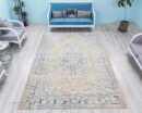 7x10 Breathtaking Antique Oushak Rug, Turkish Beige Blue Medallion Pattern Low Pile Turkish Area Carpet, Anatolian Classic Home Decor Accent - detail view 2