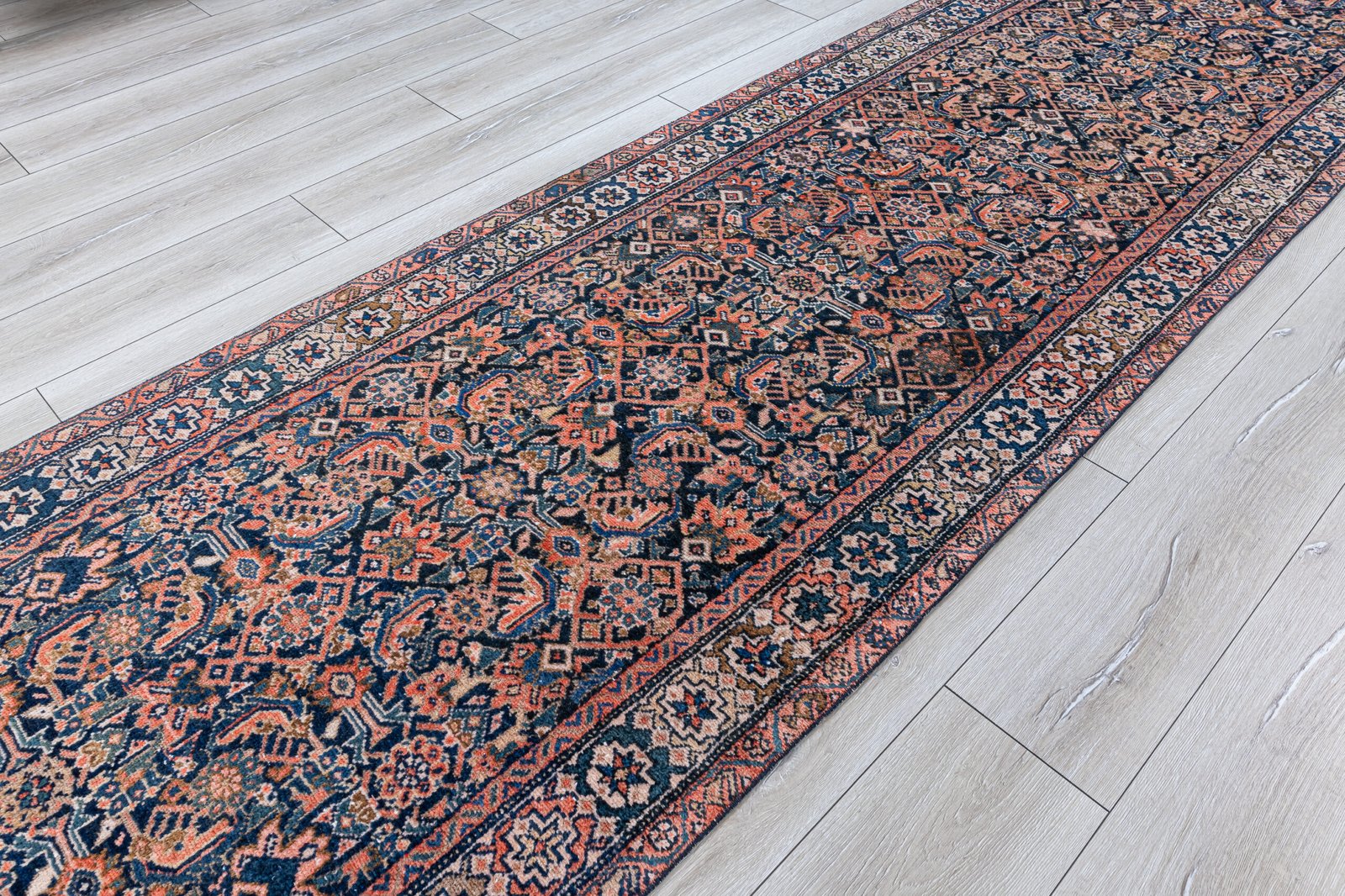 Antique Persian Runner Rug, 3x13 Heriz Hallway Runner, Long Kitchen Runner, Decorative Hand Woven Carpet, 3.3x13 feet - detail view 3