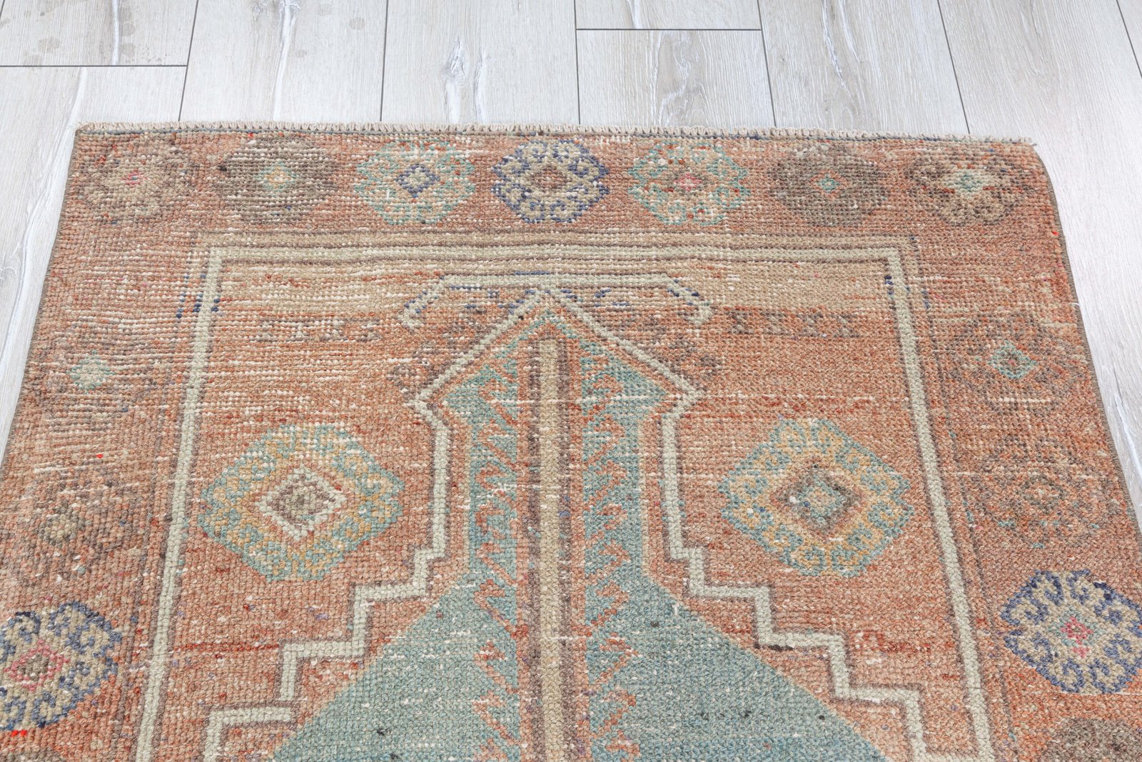 3x5 Turkish Rug 3x6 Vintage Rug, Muted Entry Decor Anatolian rug for Bathroom, Oushak Faded Pink, Beige, Puble, Brown Hallway, 3x5.6 feet - detail view 7