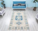 Vintage Area Rug 5x8 Muted Geometric Carpet, Soft Wool Unusual Rug, 5.2x8.1 feet Anatolian Decorative Handmade Rug - detail view 19
