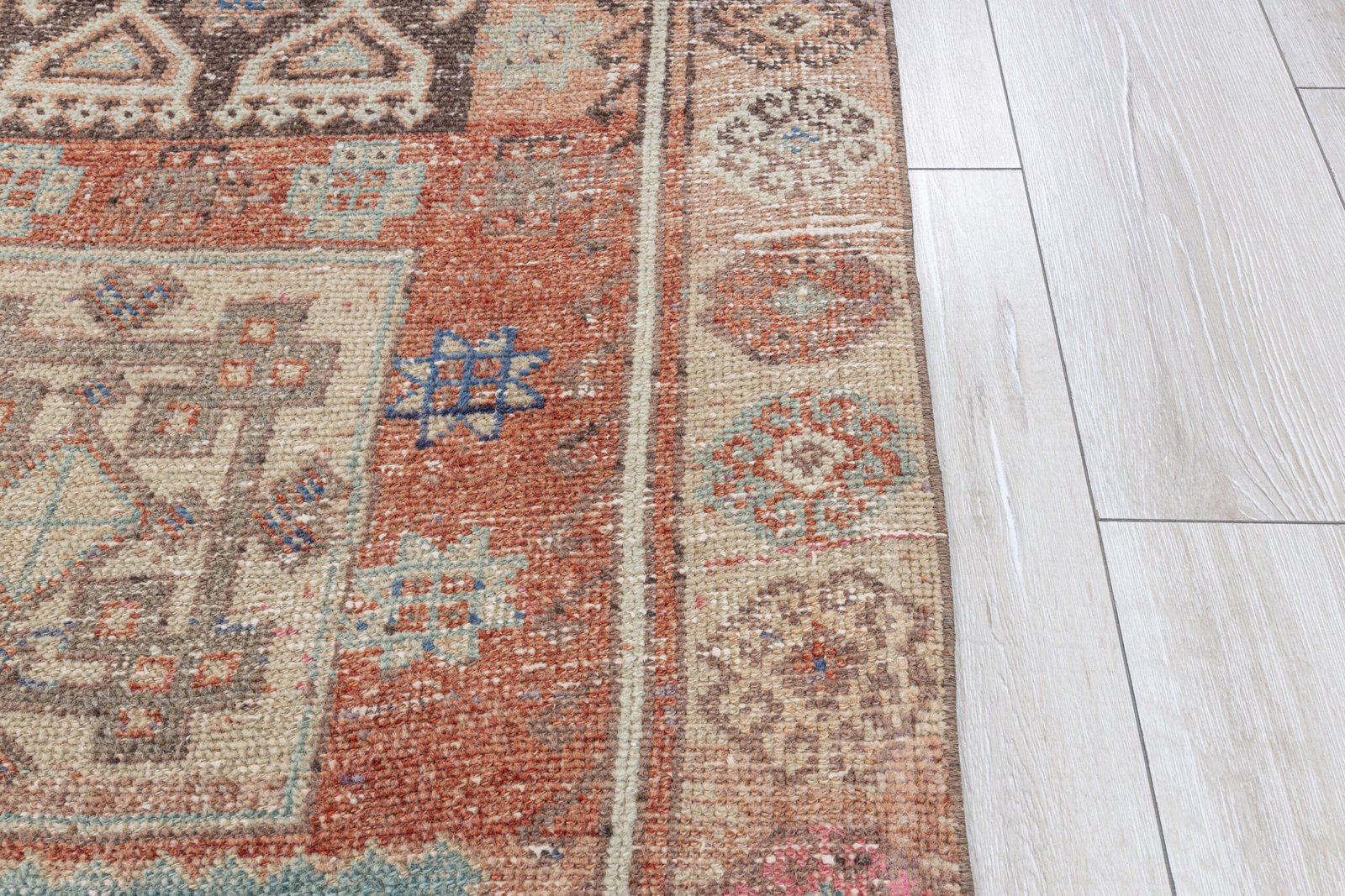 3x5 Turkish Rug 3x6 Vintage Rug, Muted Entry Decor Anatolian rug for Bathroom, Oushak Faded Pink, Beige, Puble, Brown Hallway, 3x5.6 feet - detail view 8
