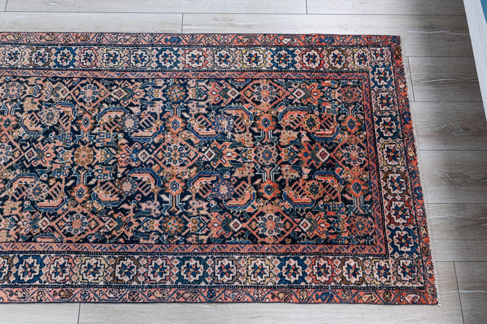 Antique Persian Runner Rug, 3x13 Heriz Hallway Runner, Long Kitchen Runner, Decorative Hand Woven Carpet, 3.3x13 feet - detail view 9