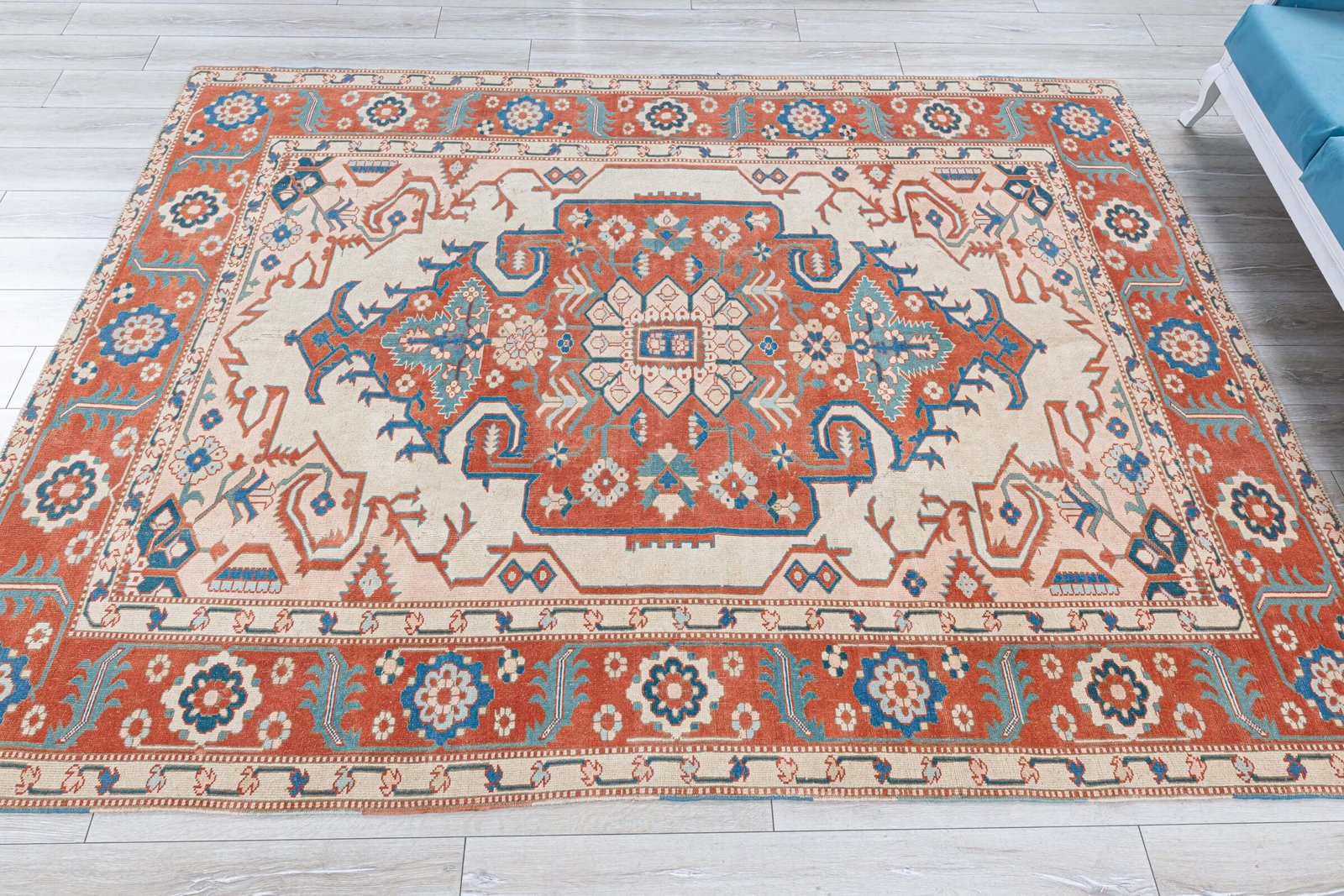 7x10 Heriz Patterned Vintage Area Rug, Turkish Best Quality Persian Rug, Large Turkish Rug, Antique Wool Carpet, Bohemian Rug, 7.3x9.7 feet