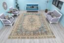 Oversized Vintage Rug 10x14, Primitive Extra Large Faded Medallion Bohemian Carpet