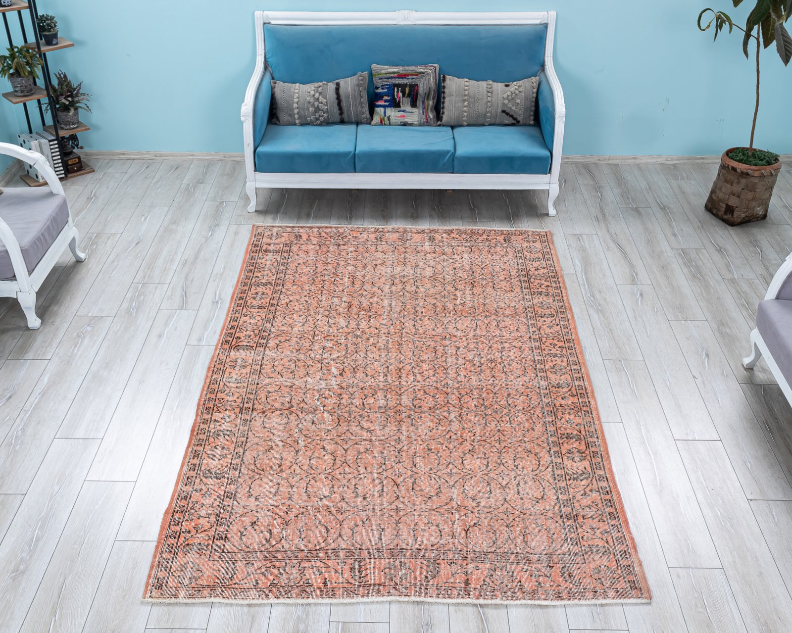 Vintage Turkish Pink Area Rug