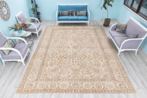 Turkish Oversized Floral Pattern Oushak Rug, Extra Large Unique Carpet - detail view 19