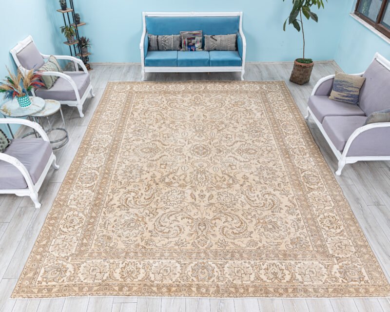 Turkish Oversized Floral Pattern Oushak Rug, Extra Large Unique Carpet - detail view 19