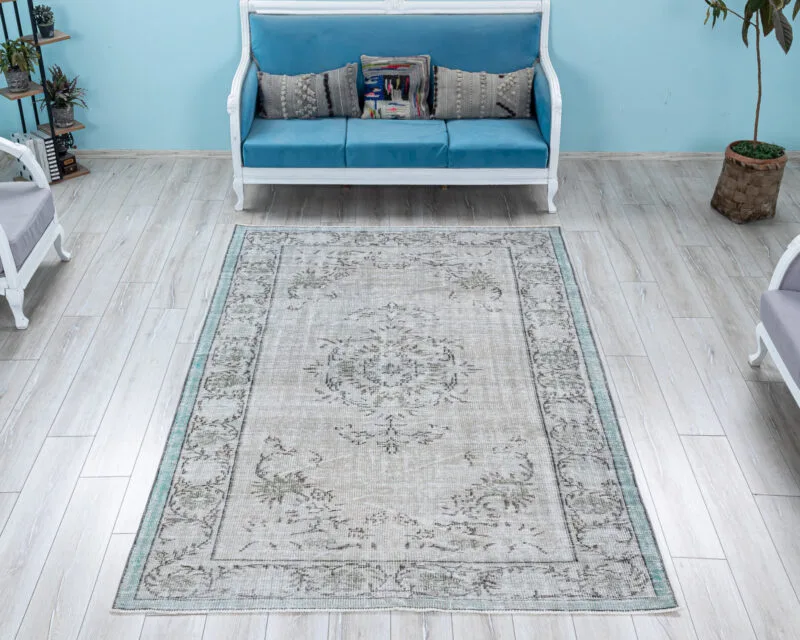 Muted Grey Vintage Turkish Rug