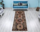 Handmade Vintage Turkish Runner Rug, Pastel Geometric Hallway Carpet, 3.2 x 9.1 ft - detail view 16