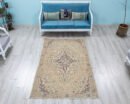 Vintage Turkish Rug, Faded Beige Geometric Carpet, Tribal Anatolian Decor - detail view 18