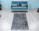 Black White Vintage Turkish Rug, Distressed Floral Boho Modern Decor - detail view 15