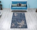 Vintage Turkish Wool Rug, 4x7 Blue Floral Entryway Rug - detail view 18